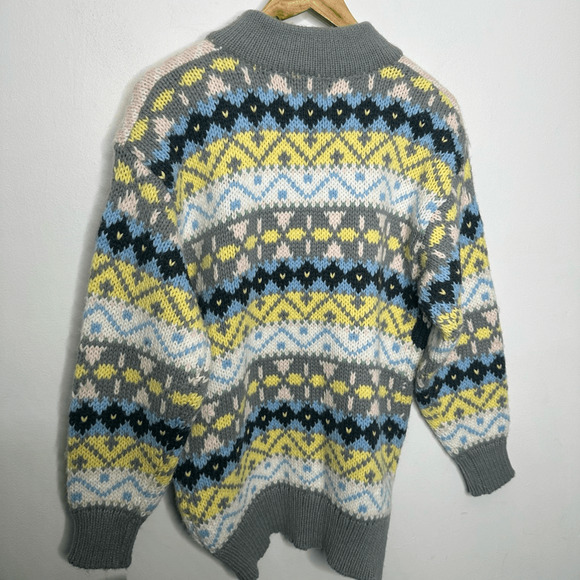 Vintage 90s Pastel Floral Rose Cardigan chunky knit oversized womens M NWT - Picture 9 of 9